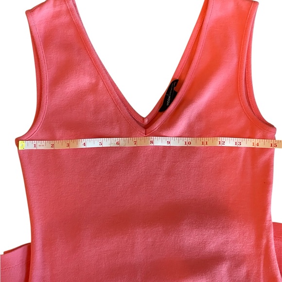 Moda International Coral Pink Cotton Sleeveless V-Neck Dress Size M - Picture 5 of 8